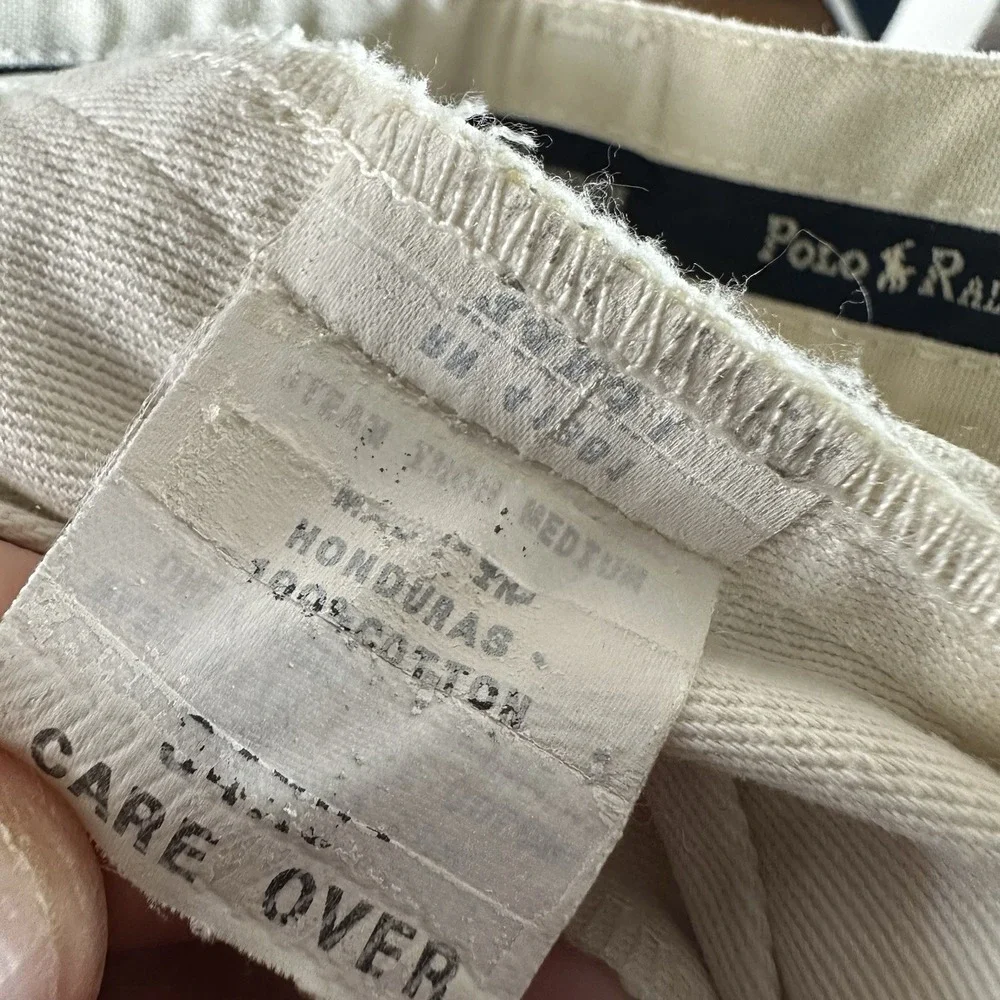Vintage Polo Ralph Lauren Andrew Pants Mens 32x30 Ivory Khaki Double-Pleated